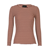NATALIA LS ROUND NECK BLOUSE - BORDEAUX CREME GOLD STRIPE