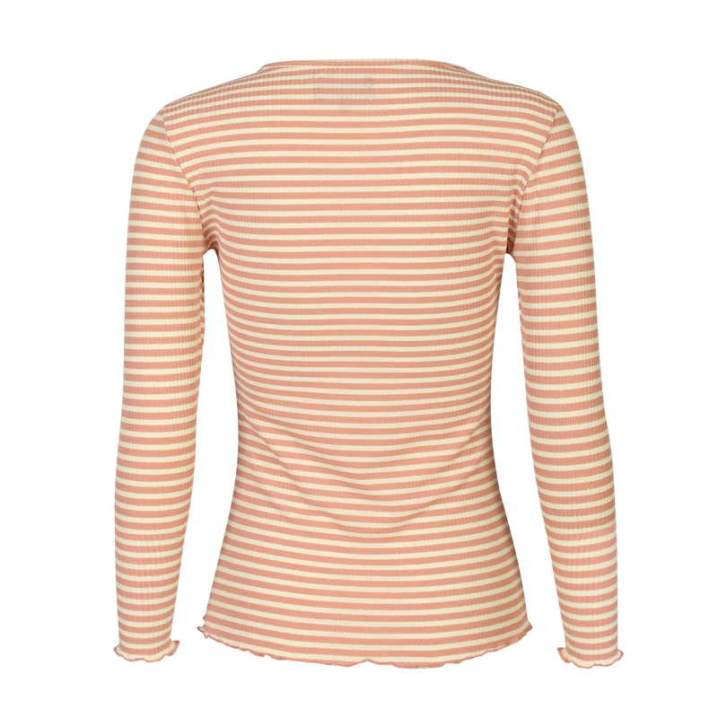 NATALIA LS ROUND NECK BLOUSE - ROSE CREME GOLD STRIPE