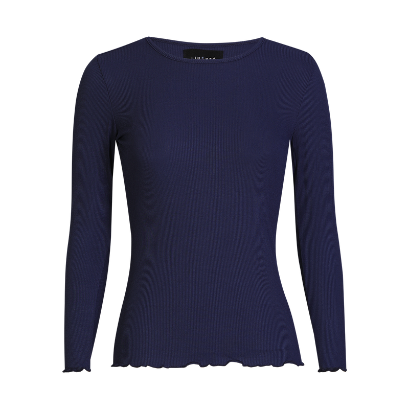 NATALIA LS ROUND NECK BLOUSE - MIDNIGTTH NAVY