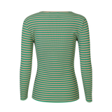 NATALIA LS ROUND NECK BLOUSE - BOTTLEGREEN SAND STRIPE