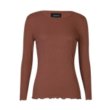 NATALIA LS ROUND NECK  BLOUSE - DARK BROWN