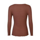 NATALIA LS ROUND NECK  BLOUSE - DARK BROWN