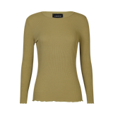 NATALIA LS ROUND NECK BLOUSE - DUSTY AVOCADO