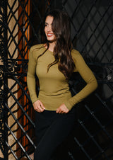 NATALIA LS ROUND NECK BLOUSE - DUSTY AVOCADO