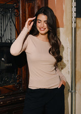 NATALIA LS ROUND NECK BLOUSE - ECRU