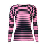 NATALIA LS ROUND NECK BLOUSE - NAVY PINK STRIPE