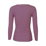 NATALIA LS ROUND NECK BLOUSE - NAVY PINK STRIPE
