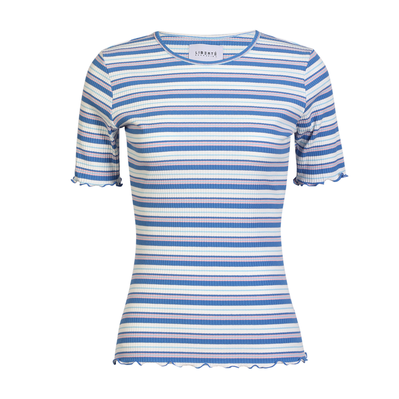 NATALIA-SS-BLOUSE - BLUE WHITE ROSE STRIPE