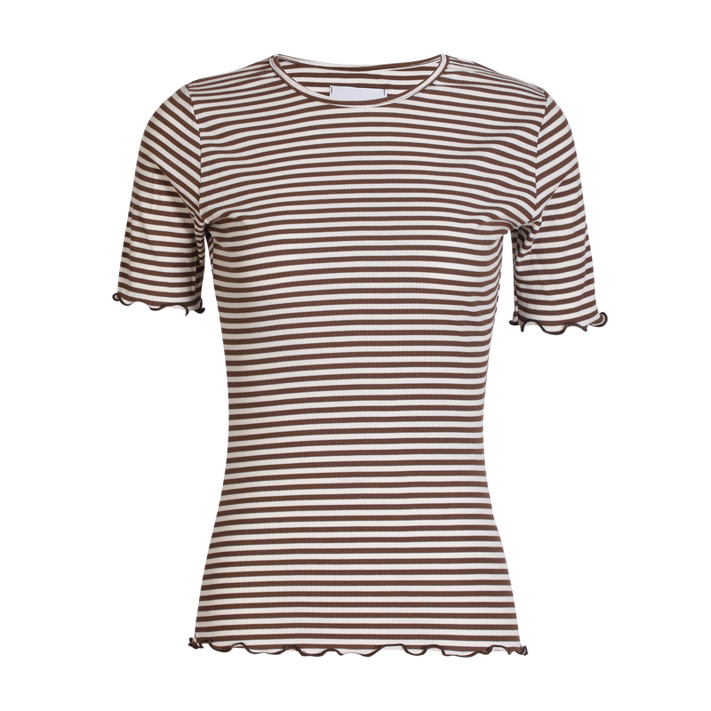 NATALIA-SS-BLOUSE - BROWN CREME STRIPE