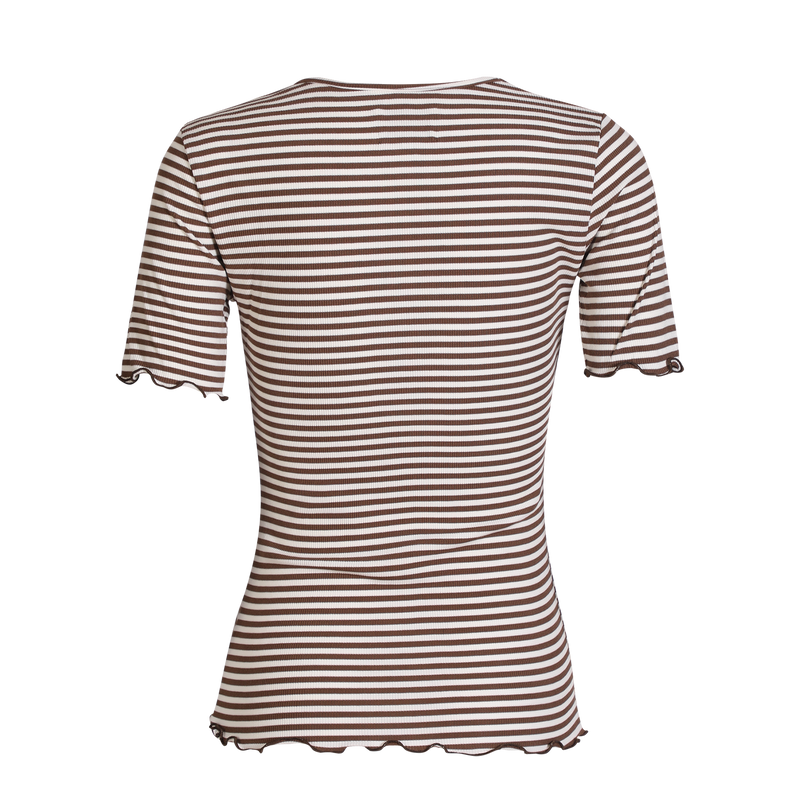 NATALIA-SS-BLOUSE - BROWN CREME STRIPE