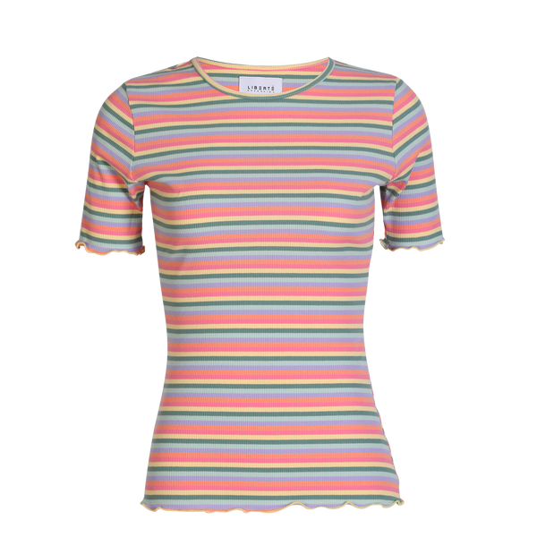 NATALIA-SS-BLOUSE - MULTI ORANGE PINK STRIPE