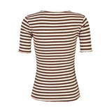 NATALIA SS BLOUSE - BROWN CREME STRIPE