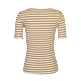 NATALIA SS BLOUSE - SAND CREME STRIPE