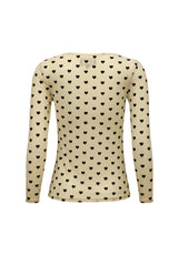 MESH LS TSHIRT, FLOCK - IVORY HEART