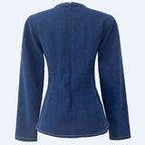 ASTA LS SLIMFIT BLOUSE - BLUE DENIM