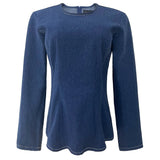 ASTA LS SLIMFIT BLOUSE - BLUE DENIM
