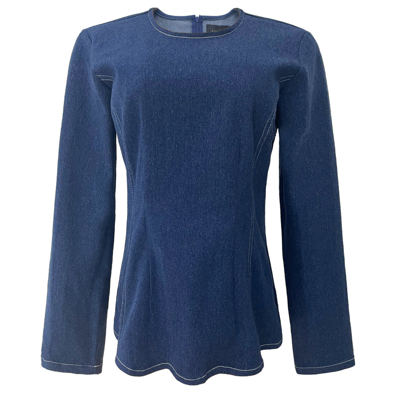 ASTA LS SLIMFIT BLOUSE - BLUE DENIM