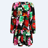 CECILIE LS DRESS - BLACK BIG FLOWERS