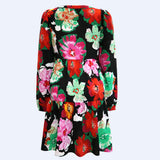 CECILIE LS DRESS - BLACK BIG FLOWERS