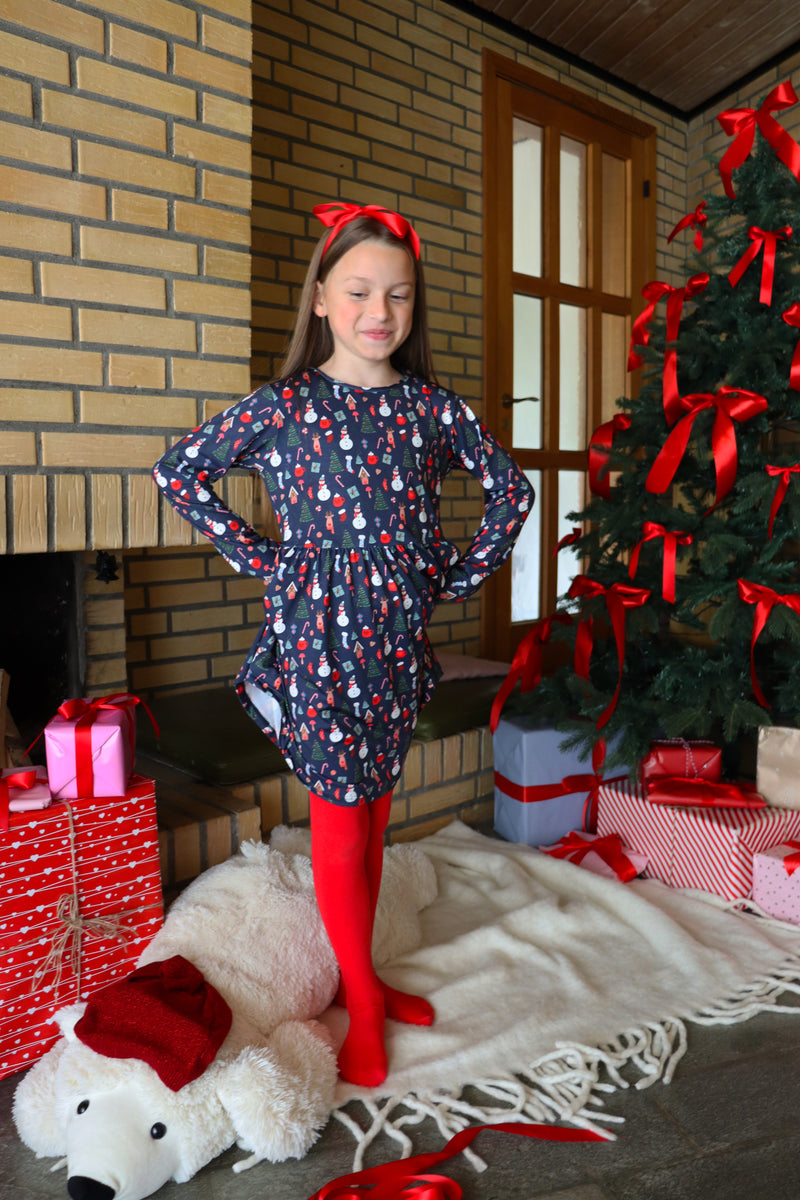 ALMA-LS-BABYDOLL-DRESS (KIDS) - COOKIEHOUSE NAVY