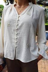 FINE LS BLOUSE - CREME