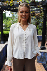 FINE LS BLOUSE - CREME