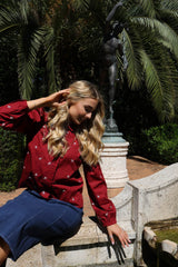 FLORA LS BLOUSE - BORDEAUX FLOWER