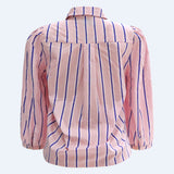FLORA-BLOUSE - ROSE BLUE STRIPE