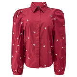 FLORA LS BLOUSE - BORDEAUX FLOWER