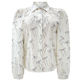 FLORA LS BLOUSE - CREME BOW