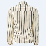 FLORA LS BLOUSE - IVORY BLACK STRIPE