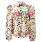 FLORA LS BLOUSE - CREME YELLOW FLOWERS