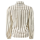 FLORA LS BLOUSE - IVORY BLACK STRIPE