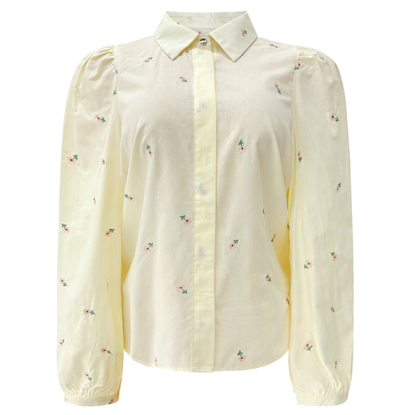 FLORA LS BLOUSE - IVORY ROSE FLOWER
