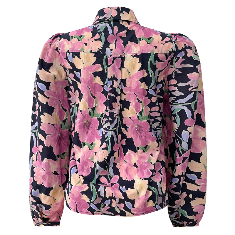 FLORA LS BLOUSE - NAVY ROSE FLOWERS