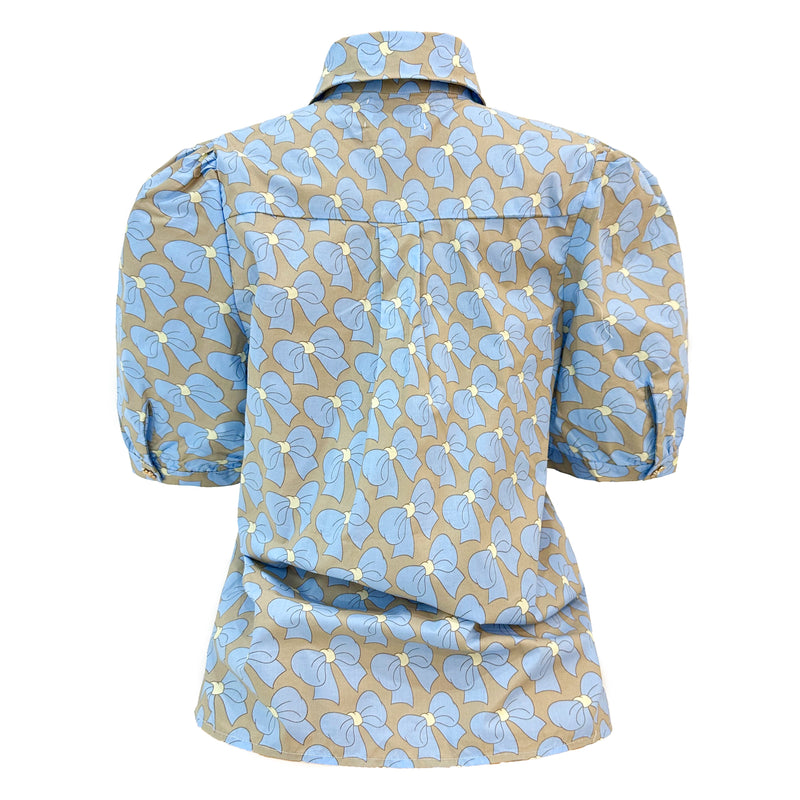 FLORA-SS-BLOUSE - CUTE BOW BLUE