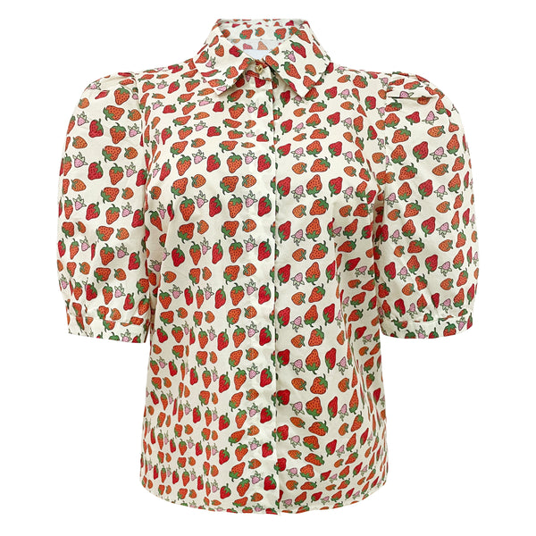 FLORA-SS-BLOUSE - STRAWBERRY