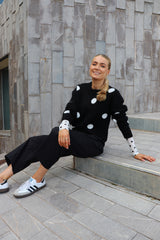 FRO DOT PULLOVER - BLACK WHITE DOT