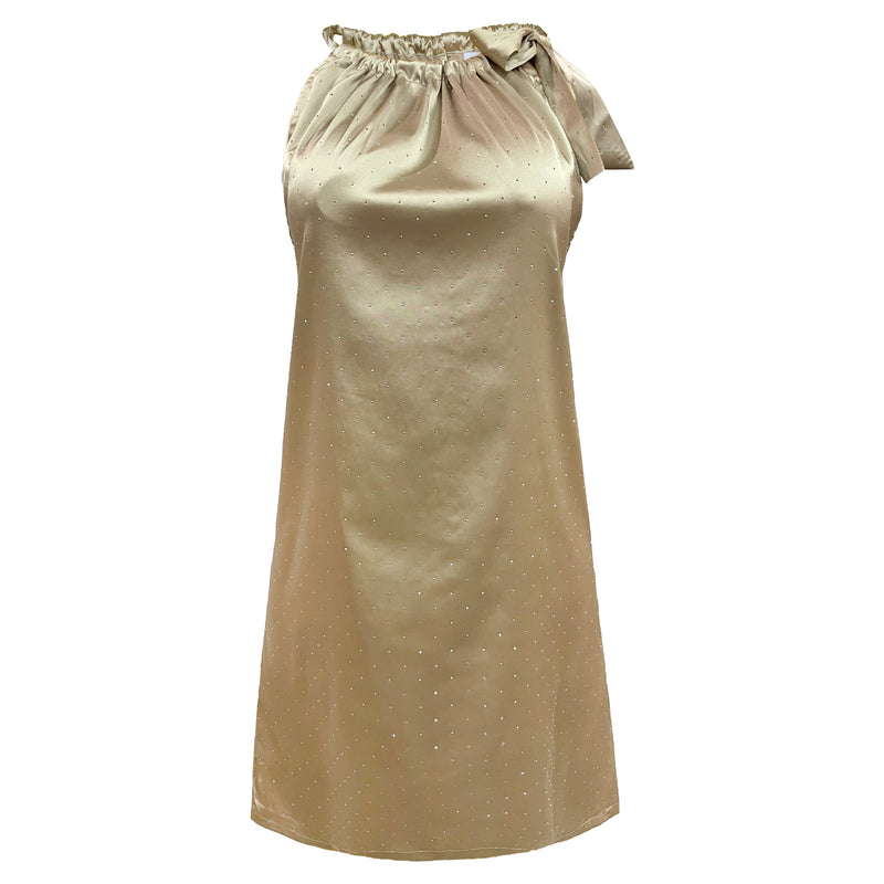 HAILEY-HALTERNECK-DRESS - CHAMPAGNE DIAMOND