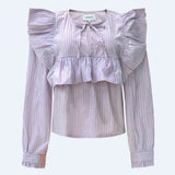 HEATHER-LS-TIE-BLOUSE - PINK  STRIPE