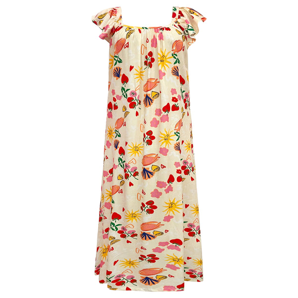 HILMA-FRILL-STRAP-DRESS - IVORY SUMMER
