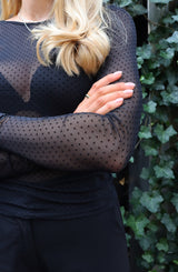 MESH LS TSHIRT - BLACK DOT