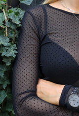 MESH LS TSHIRT - BLACK DOT