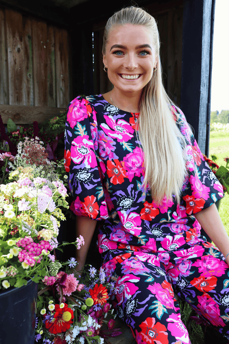 FIONA-BLOUSE - PINK RED FLOWER