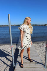 TIA FRILL DRESS - CREME BLACK HEART