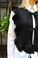 ASTA-FRILL-VEST - BLACK DENIM