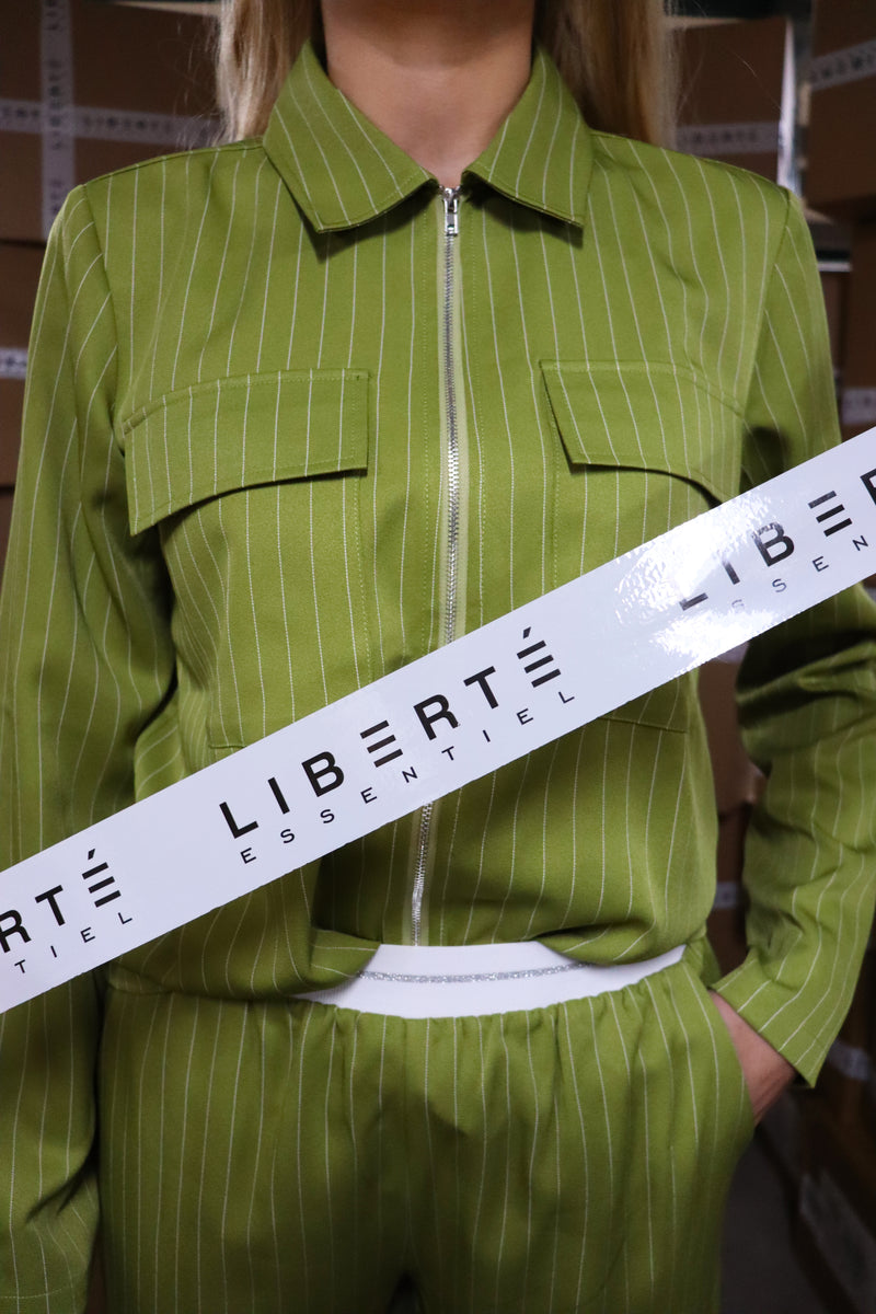 SINI-SHIRT-JACKET - LIME PINSTRIPE