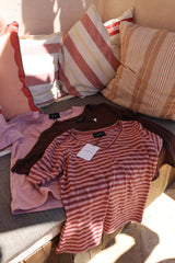 ULLA-SS-VNECK-STRIPE-TSHIRT - ROSE DARK ROSE STRIPE