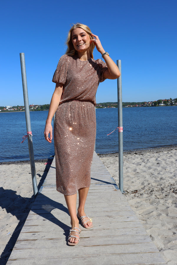 PAIGE-SKIRT - BROWN SEQUINS