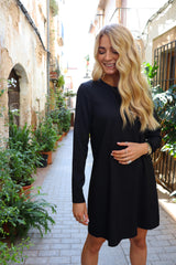 WINNIE-LS-ASHAPE-DRESS - BLACK